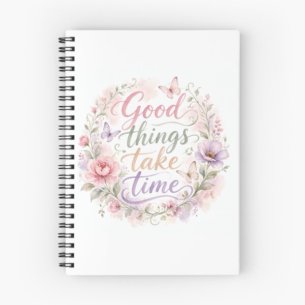 Item preview, Good Things Take Time Floral Watercolor Quote designed and sold by HappyOops.
