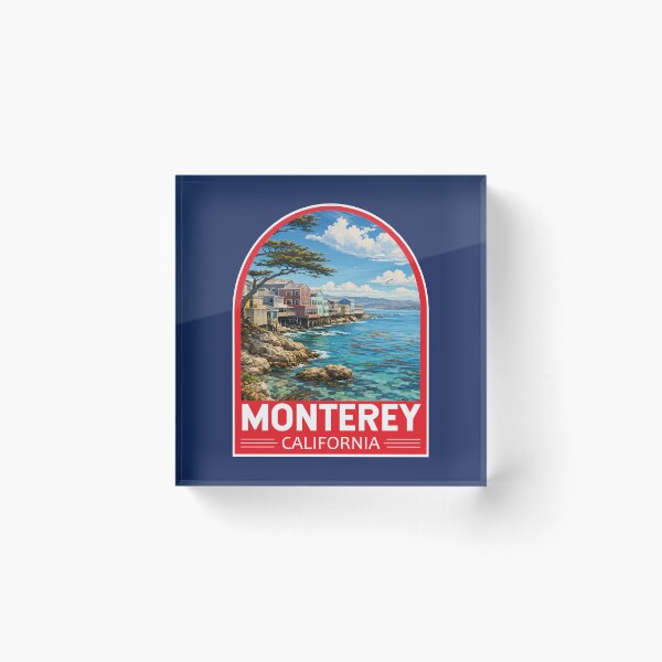 Aperçu de l'œuvre Emblème artistique de voyage de Monterey, Californie créée et vendue par KrisSidDesigns.