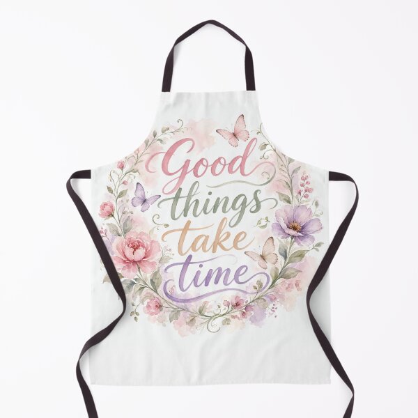 Item preview, Good Things Take Time Floral Watercolor Quote designed and sold by HappyOops.