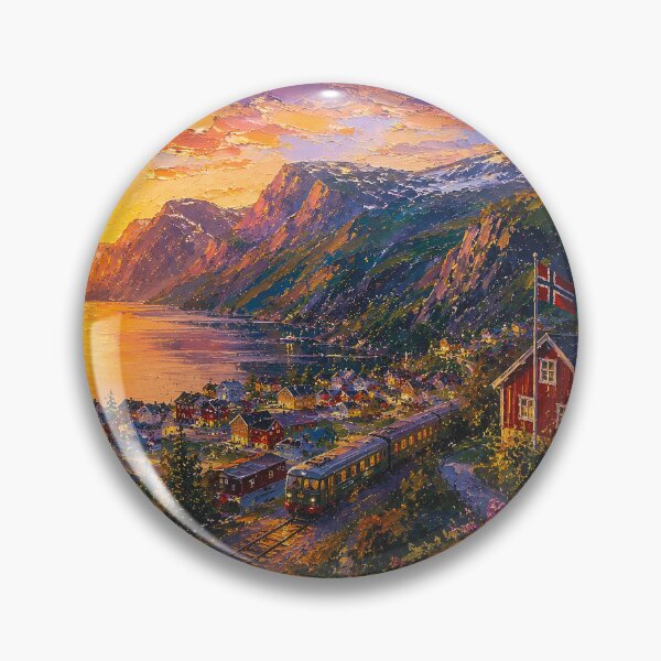 Item preview,  Flåm, Norway – a painting of a summer night in this beautiful Scandinavian place. designed and sold by GalleryKauffeld.