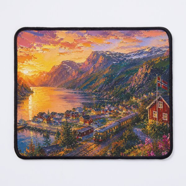 Item preview, Flåm, Norway – a painting of a summer night in this beautiful Scandinavian place. designed and sold by GalleryKauffeld.
