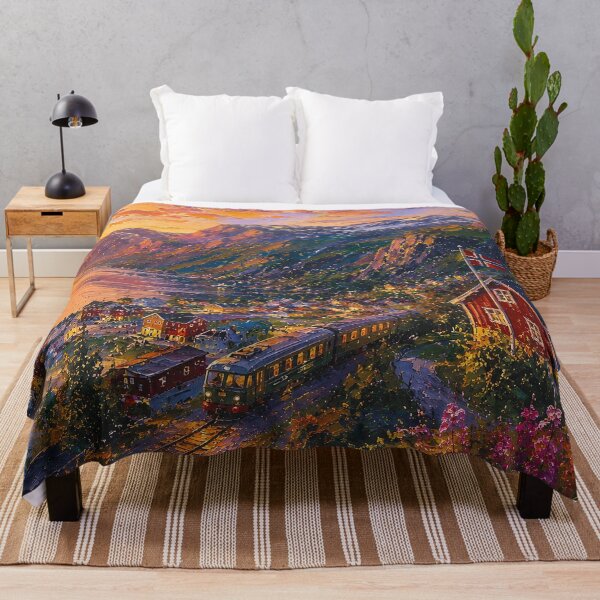 Item preview, Flåm, Norway – a painting of a summer night in this beautiful Scandinavian place. designed and sold by GalleryKauffeld.