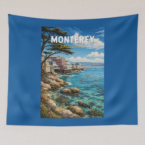 Item preview, Monterey California Illustration Travel Art Vintage designed and sold by KrisSidDesigns.