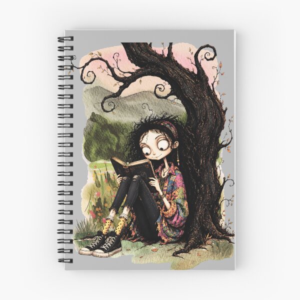 Item preview, Gothic Girl Reading Beneath a Twisted Tree designed and sold by INKandSOULbyLUNA.