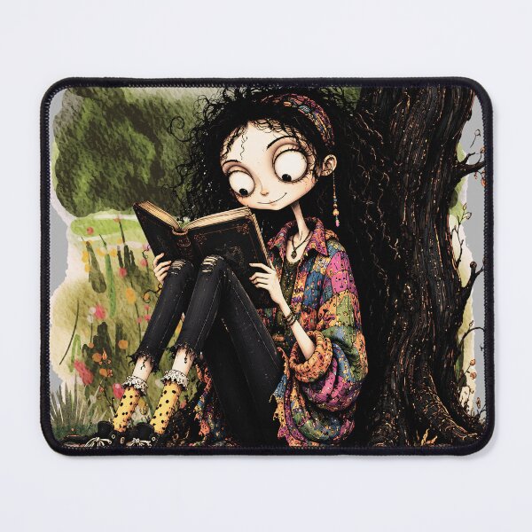 Item preview, Gothic Girl Reading Beneath a Twisted Tree designed and sold by INKandSOULbyLUNA.