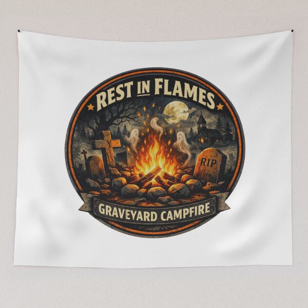 Item preview, Rest in Flames Graveyard Campfire Halloween Design designed and sold by GabeMountainArt.