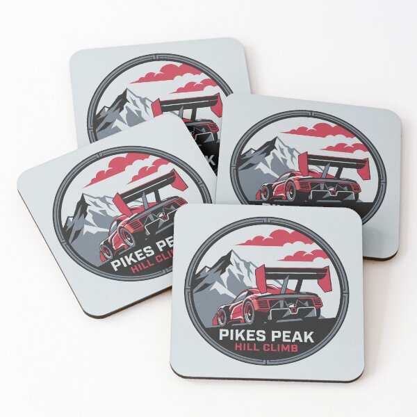 Item preview, Pikes Peak Hill Climb Race Car Mountain Badge Graphic designed and sold by KiwiRider.