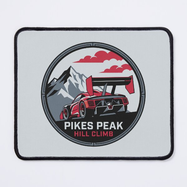Item preview, Pikes Peak Hill Climb Race Car Mountain Badge Graphic designed and sold by KiwiRider.