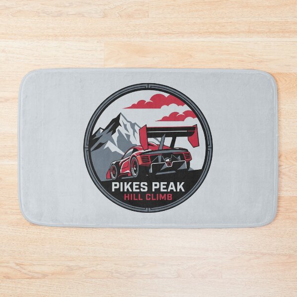 Item preview, Pikes Peak Hill Climb Race Car Mountain Badge Graphic designed and sold by KiwiRider.