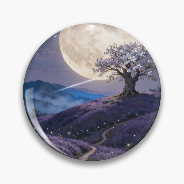 Item preview, Fantasy Full Moon Lavender Path Night Landscape designed and sold by stylishdzign.