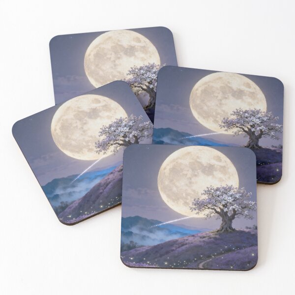 Item preview, Fantasy Full Moon Lavender Path Night Landscape designed and sold by stylishdzign.