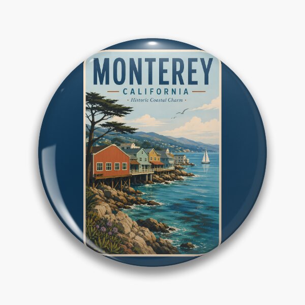 Item preview, Monterey California Illustration Travel Art Vintage designed and sold by KrisSidDesigns.