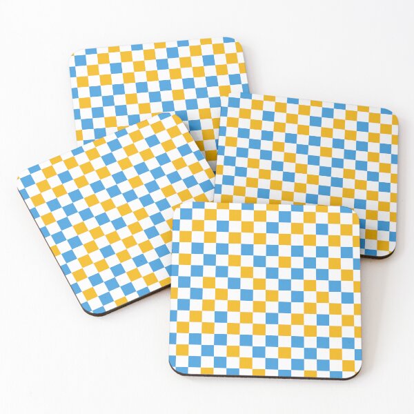 Item preview, Yellow and Blue Checkered Design White  designed and sold by PatternTitan.