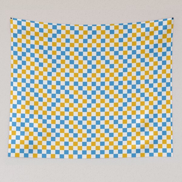 Item preview, Yellow and Blue Checkered Design White  designed and sold by PatternTitan.