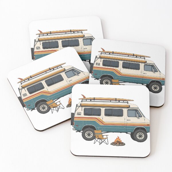 Item preview, Retro Side Profile 4x4 Camper Van Beach Campfire designed and sold by Retro Surf & Roam.