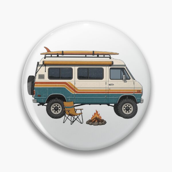 Item preview, Retro Side Profile 4x4 Camper Van Beach Campfire designed and sold by Retro Surf & Roam.