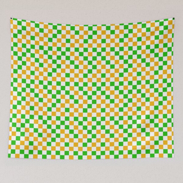 Item preview, Green and Yellow Checkered Design White  designed and sold by PatternTitan.