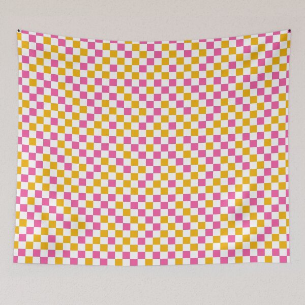 Item preview, Pink And Yellow Checkered Design White  designed and sold by PatternTitan.