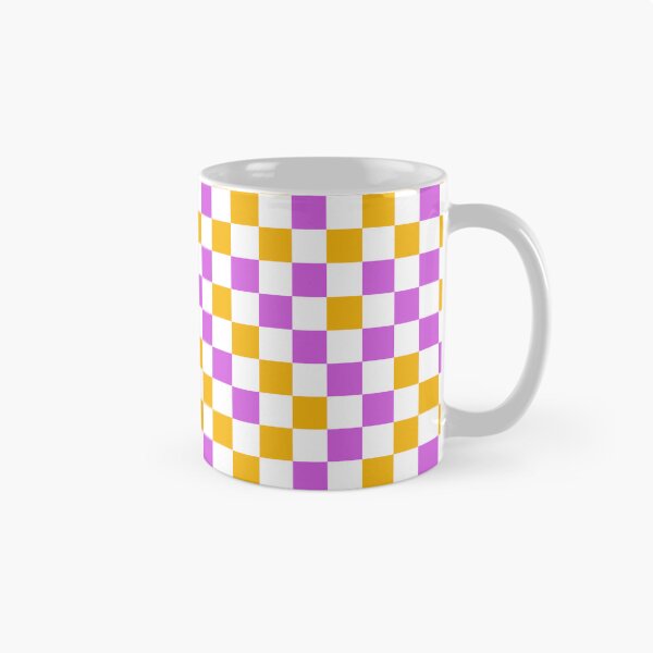 Item preview, Purple And Yellow Checkered Design White  designed and sold by PatternTitan.