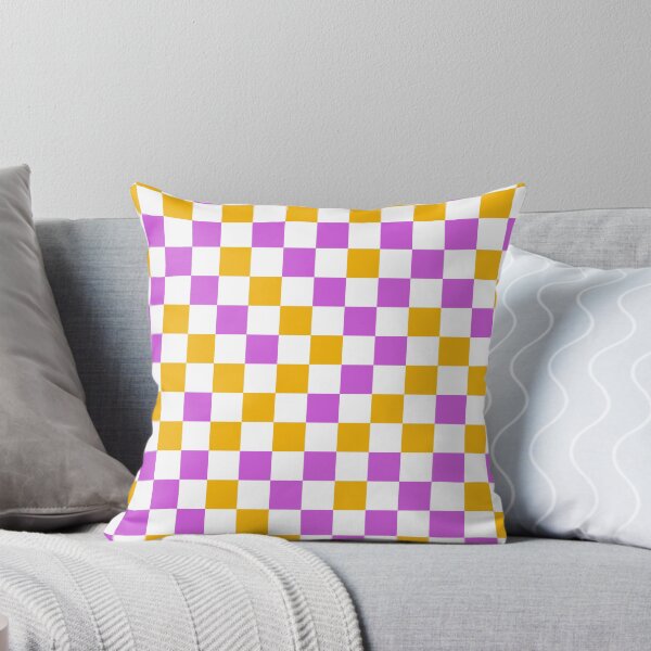 Item preview, Purple And Yellow Checkered Design White  designed and sold by PatternTitan.