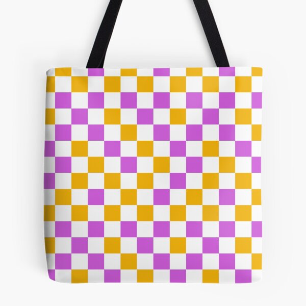 Item preview, Purple And Yellow Checkered Design White  designed and sold by PatternTitan.