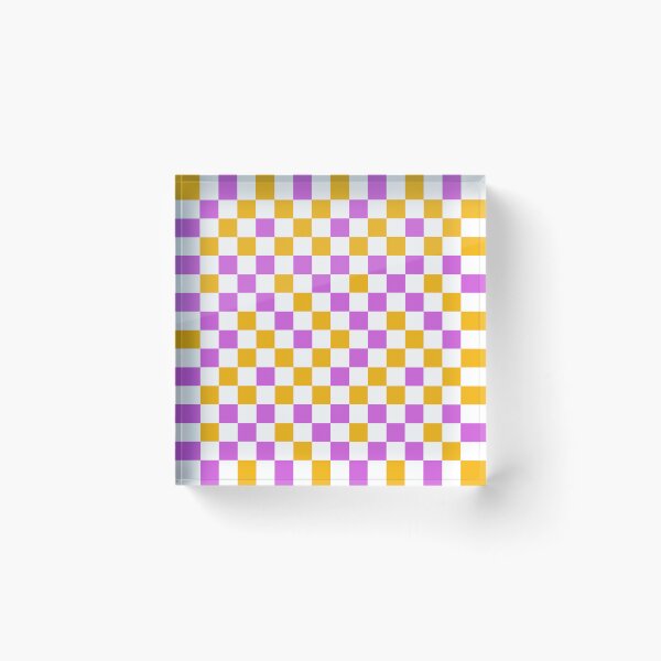 Item preview, Purple And Yellow Checkered Design White  designed and sold by PatternTitan.