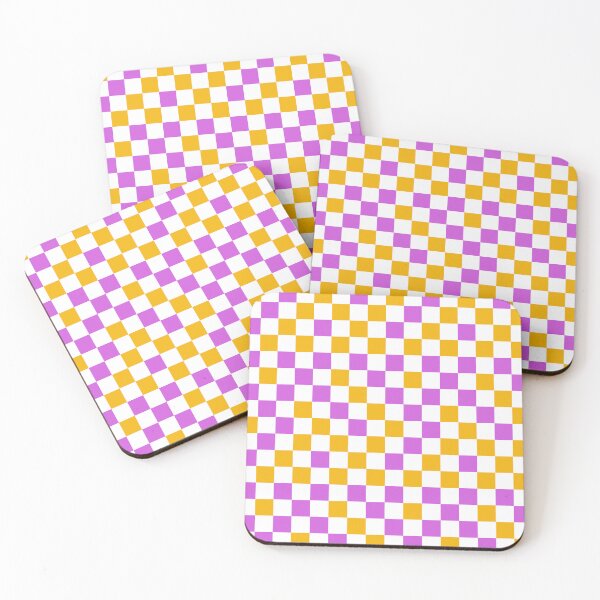 Item preview, Purple And Yellow Checkered Design White  designed and sold by PatternTitan.