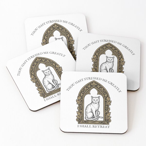 Item preview, Weird Medieval Cat Woodcut - Thou Hast Stressed Me Funny Meme designed and sold by ByBryteG.