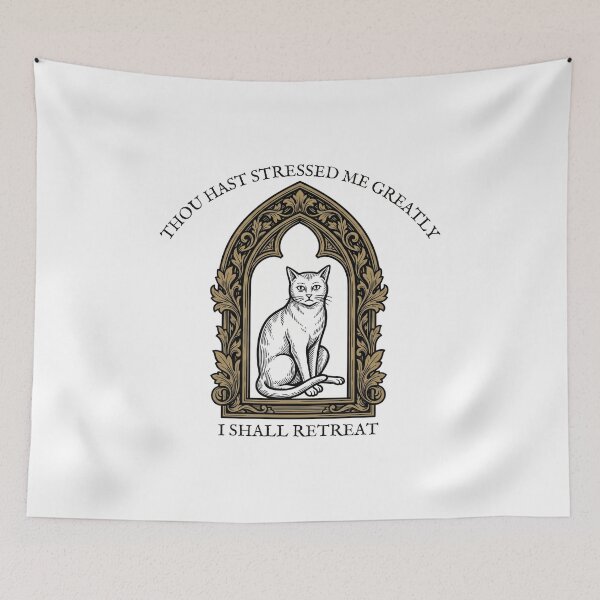 Item preview, Weird Medieval Cat Woodcut - Thou Hast Stressed Me Funny Meme designed and sold by ByBryteG.
