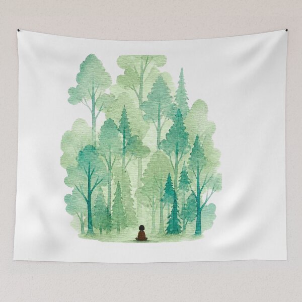 Item preview, Zen silhouette in green pine forest designed and sold by Lectorlandia.