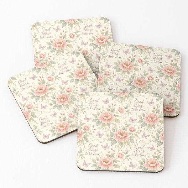 Item preview, Good Things Take Time Peony Floral Pattern designed and sold by HappyOops.