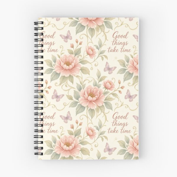 Item preview, Good Things Take Time Peony Floral Pattern designed and sold by HappyOops.