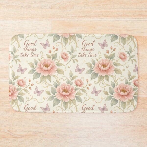 Item preview, Good Things Take Time Peony Floral Pattern designed and sold by HappyOops.