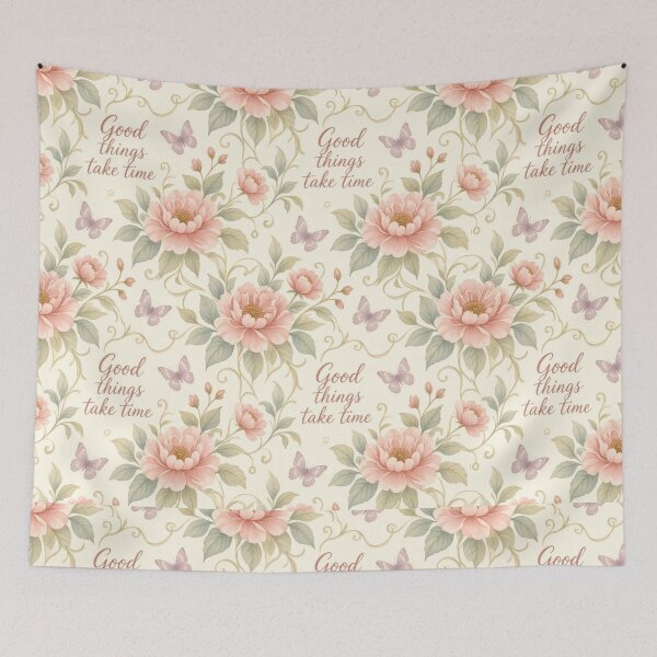 Item preview, Good Things Take Time Peony Floral Pattern designed and sold by HappyOops.