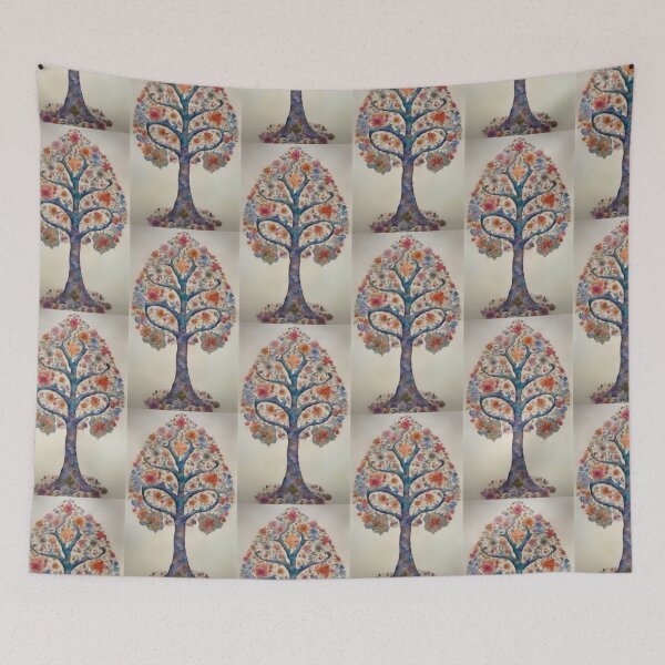 Item preview, Flower Tree of Life Watercolor Style Botanical Art designed and sold by pinkal.