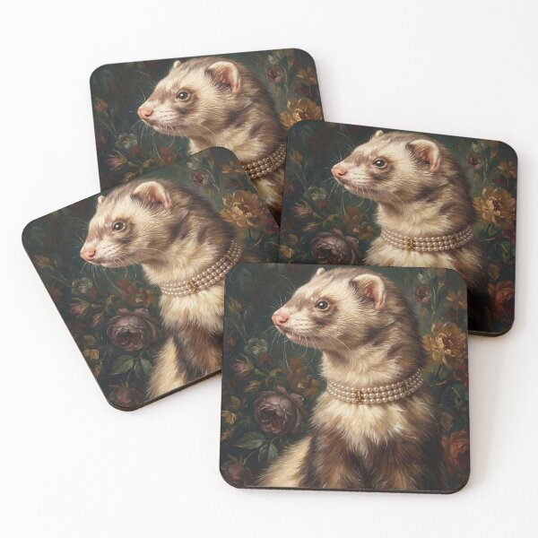 Item preview, Royal Ferret in Pearl Necklace designed and sold by Real Beast Art.