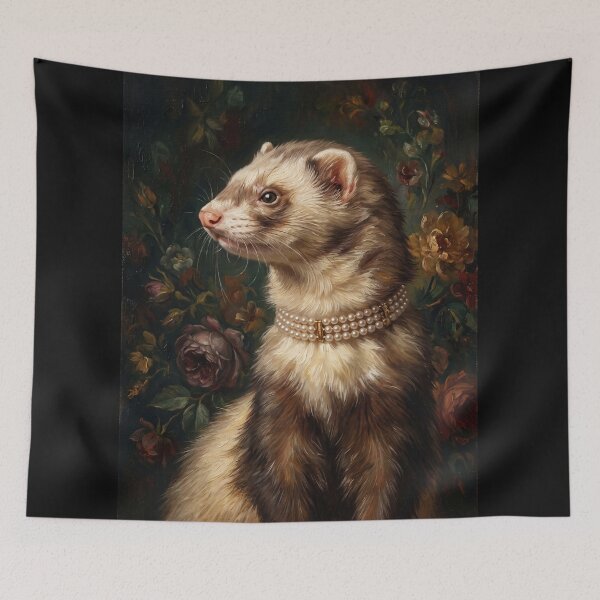 Item preview, Royal Ferret in Pearl Necklace designed and sold by Real Beast Art.