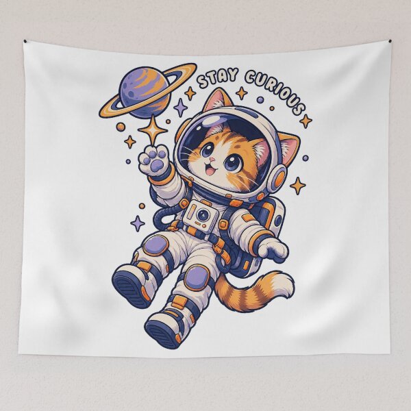 Item preview, Cute Cat Astronaut Stay Curious Space designed and sold by WelLarsDigitals.