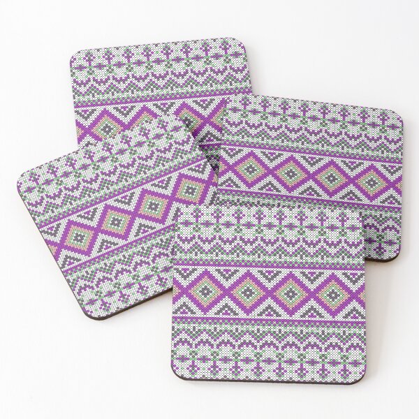 Item preview, Colorful geometric cross stitch pattern with purple green and pink. designed and sold by Nengsang.