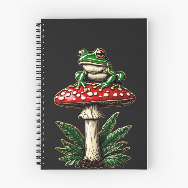Item preview, Vintage Cloisonne Frog on Red Mushroom Cottagecore Aesthetic Gold Emblem Art 02 designed and sold by Shift-Bloom.