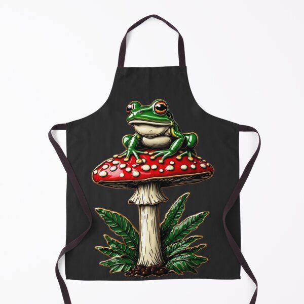 Item preview, Vintage Cloisonne Frog on Red Mushroom Cottagecore Aesthetic Gold Emblem Art 02 designed and sold by Shift-Bloom.