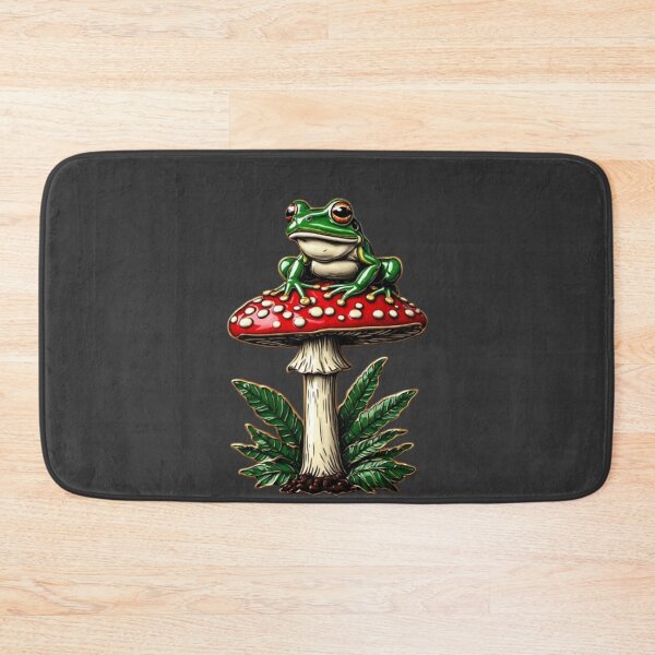 Item preview, Vintage Cloisonne Frog on Red Mushroom Cottagecore Aesthetic Gold Emblem Art 02 designed and sold by Shift-Bloom.