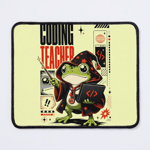 Item preview, Coding Teacher Frog Wizard Graphic Poster T-Shirt | Cute Computer Science Professor Toad Laptop Wand STEM Teacher Gift Red Black Anime Art designed and sold by illeN-Art-World.