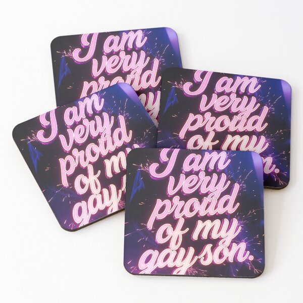 Item preview, Proud of My Gay Son LGBTQ Pride Neon Pink Quote designed and sold by ZhivanCrimson.