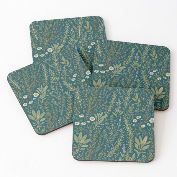 Item preview, Dark Green Meadow Wildflower Botanical Print designed and sold by IntelliMindDesigns.