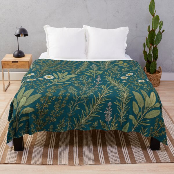 Item preview, Dark Green Meadow Wildflower Botanical Print designed and sold by IntelliMindDesigns.