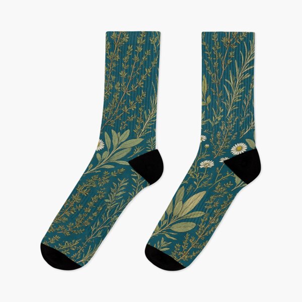 Item preview, Dark Green Meadow Wildflower Botanical Print designed and sold by IntelliMindDesigns.