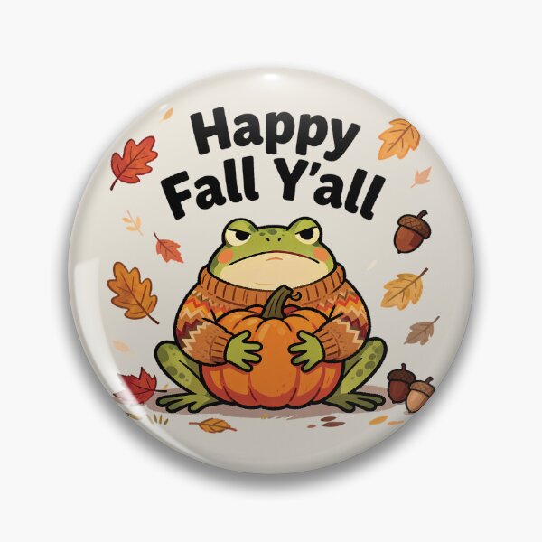 Item preview, Happy Fall Y'all Grumpy Frog in Sweater Hugging Pumpkin designed and sold by andromeda-redd.