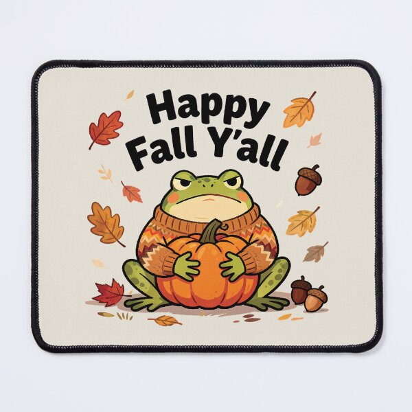 Item preview, Happy Fall Y'all Grumpy Frog in Sweater Hugging Pumpkin designed and sold by andromeda-redd.