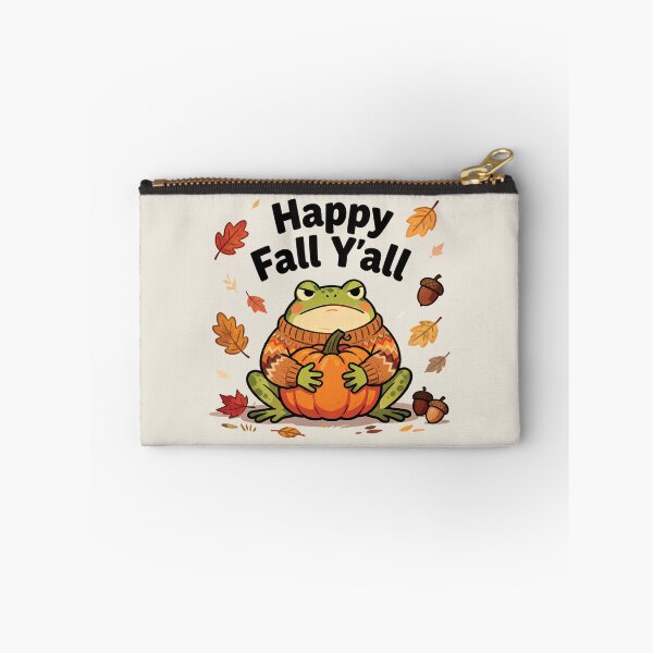 Item preview, Happy Fall Y'all Grumpy Frog in Sweater Hugging Pumpkin designed and sold by andromeda-redd.